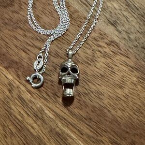 Custom Brooke Silver Skull Pendant Necklace